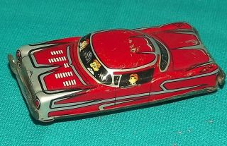 Vintage Red Friction Car Tin Toy Litho Made In Japan 3 Inch Car