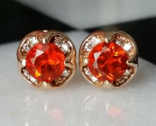 Levian Rare Fire Opal And Diamonds Stud Earrings 14k Rose Gold Push Backs