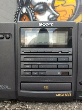 VTG SONY Boombox CD Radio Cassette Corder CFD 758 w/ MEGA BASS Well 2