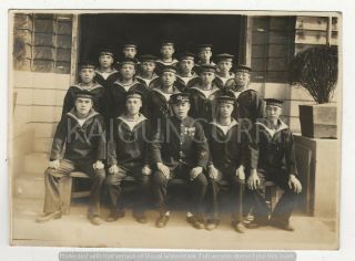 Wwii Japanese Photo: Navy Sailors And Officer