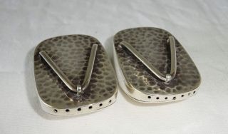Pair Japanese Hammered 950 Sterling Silver Slipper Shoe Motif Salt & Pepper (lon