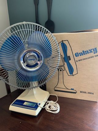 Vintage Galaxy 12” Oscillating Blue 3 - Speed Fan.