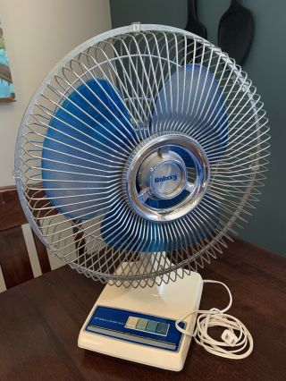 Vintage Galaxy 12” Oscillating Blue 3 - speed Fan. 2