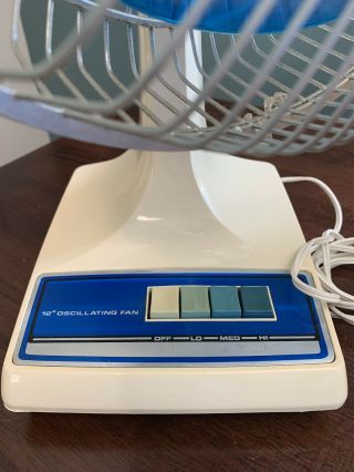 Vintage Galaxy 12” Oscillating Blue 3 - speed Fan. 3