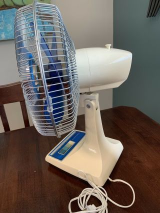 Vintage Galaxy 12” Oscillating Blue 3 - speed Fan. 5