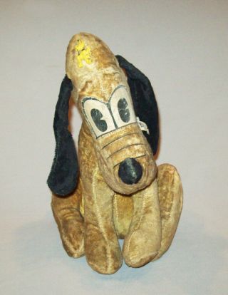 Old Vtg Ca 1940s Walt Disney Prod Large Stuffed Pluto The Pup Gund Toy 14 " Tall