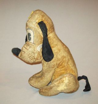 Old Vtg Ca 1940s Walt Disney Prod Large Stuffed Pluto the Pup Gund Toy 14 