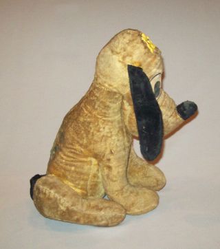 Old Vtg Ca 1940s Walt Disney Prod Large Stuffed Pluto the Pup Gund Toy 14 