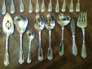 ONEIDA COMMUNITY SILVERPLATE SILVER SHELL FLATWARE 53 PC,  Serving Service for 8 4