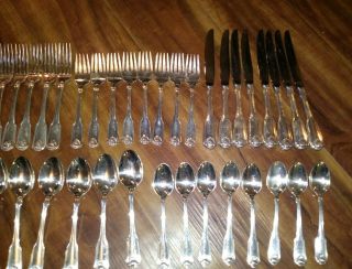 ONEIDA COMMUNITY SILVERPLATE SILVER SHELL FLATWARE 53 PC,  Serving Service for 8 5