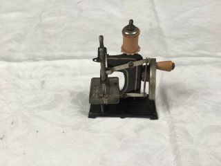 Vintage Tin Metal Toy Germany Vielfach Sewing Machine Wood Spool