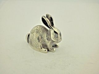 S.  Kirk & Son Solid Cast Sterling Miniature " Hare Raiser " Bunny - 71 Gm