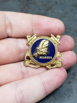 Us Navy Construction Battalion Seabees Sterling Silver Lapel Pin Wwii