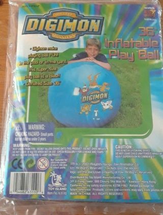 36 " Digimon Beach Ball - Nip Digital Monsters,  2001 Vintage Pool Toy