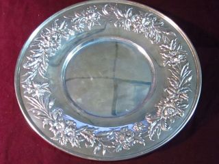 S Kirk & Son Sterling Repousse Sandwich Plate 727 10 " 361g With Storage Bag
