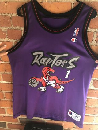 Vintage Nba Toronto Raptors Dino Jersey 1 Size 44 Usa Made By Champion