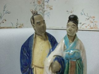 Vintage Rare Chinese Shiwan Mudman Mud Woman Asian Couple Statue Figure Figurine 4