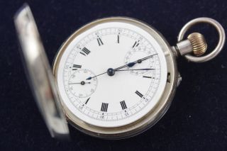 Vintage Gents Stamped.  925 Sterling Silver Chronograph Pocket Watch Hand - Wind