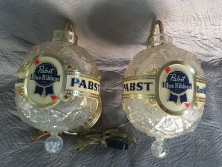 Vintage Pabst Blue Ribbon Lighted Revolving Wall Sconce / Lamps