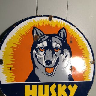 Vintage Husky Gas Porcelain Sign Service Station 2