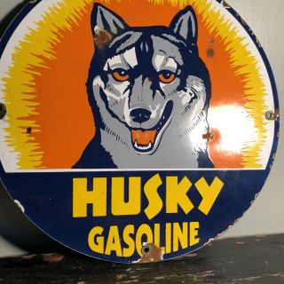 Vintage Husky Gas Porcelain Sign Service Station 3