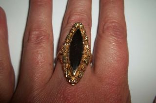 Black Hills Gold 10k 12k Ring Large Onyx Stone Landstroms Vintage 8 Grams Size 8