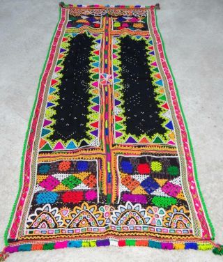 Old India Embroidery Vintage Woolen Rabari Kuchi Tribal Ethnic Wrap Stole Shawl