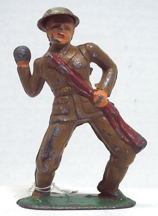 Vintage Dimestore Figures - Barclay 738 Soldier Bomb Thrower (b77)
