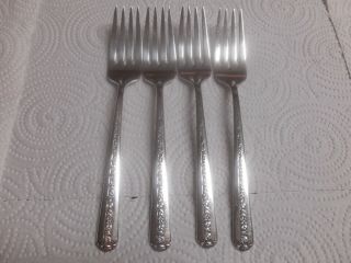 Great Set Of 4 Towle Rambler Rose Sterling Silver 6 5/8 " Salad Forks No Mono