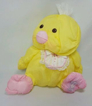 Puffalumps Yellow Chick Duck 1987 Ducky Fisher Price Bib Nylon Stuffed Plush Vtg