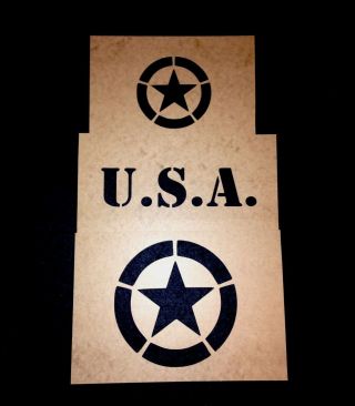 Wwii Military Vehicle Invasion Star Stencil Set - Willys Jeep Mb Gpw - Us Army