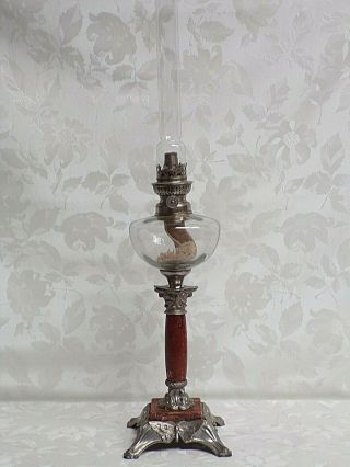 Antique French 24.  5 " Tall Oil Lamp In - Kerosene Lamp Circa 1900