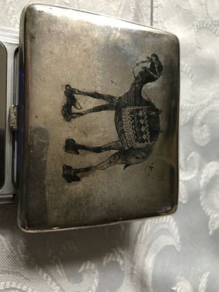 Signed Antique Iraqi Persian Islamic Solid Silver Niello Cigarette Case