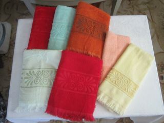 7 Vintage Cannon Monticello Santa Cruz Terry Cloth Bath Towels / Multi Colors 2