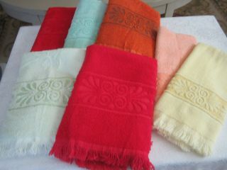 7 Vintage Cannon Monticello Santa Cruz Terry Cloth Bath Towels / Multi Colors 5