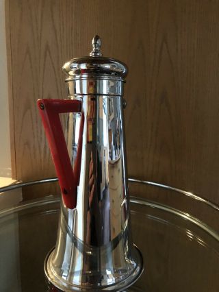 Vintage Art Deco Forman Brothers Chrome & Red Bakelite Recipe Cocktail Shaker 2