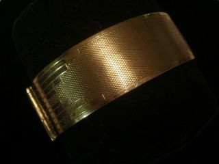 Lovely Antique Art Deco; Glittering Machine Engraved 9CT Gold Metal Core Bangle 2