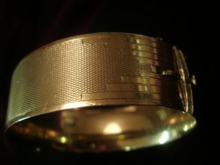 Lovely Antique Art Deco; Glittering Machine Engraved 9CT Gold Metal Core Bangle 3