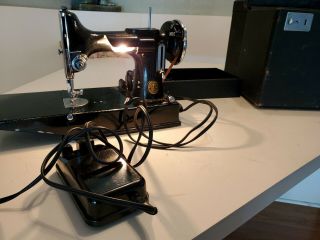 Vintage 1936 Singer Featherweight Sewing Machine Fancy Scroll w Case 2