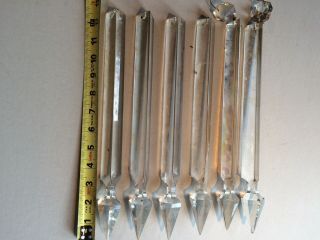 6 Large Vtg Antique 12 1/2 " Clear Hand Cut Spearhead Crystal Chandelier Prisms
