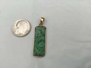 Gorgeous Vintage 18k Yellow Gold And Carved Jadeite Jade Pendant,  3.  0 Gr.