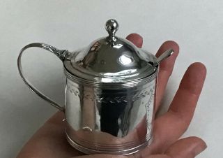 Georgian Large Solid Silver Drum Mustard / Condiment Pot 1799 - 1800