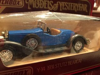 Matchbox 1931 Stutz Bearcat Y - 14/models Of Yesteryear Boxed Blue Vintage Diecast