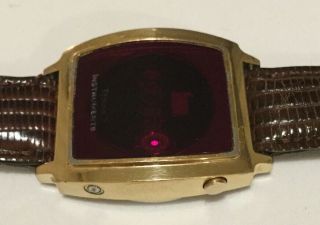 Vintage Men’s Gold Tone Texas Instruments Red LED Watch Model 104, 5