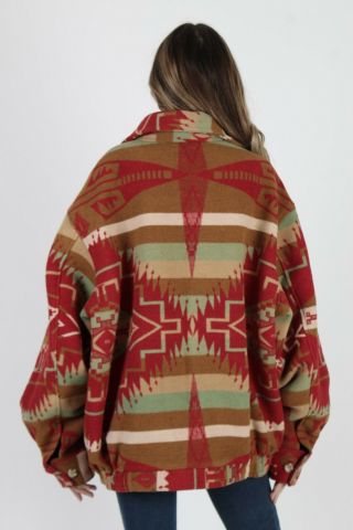 Vintage 80s Southwestern Jacket Native American Ethnic Wool Blanket Bomber Coat 5