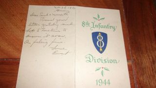 WW2 US ARMY MILITARY 8th Infantry Division Christmas Greeting Card,  Map,  1944 3
