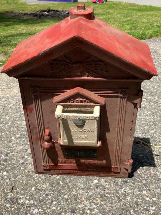 Vintage Gamewell Cast Iron Fire Box With Inner Mechanism,  No Key