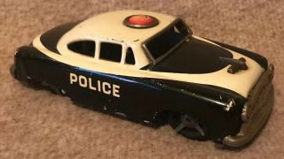 Vintage Tin Litho Metal Friction Toy Police Car - Made In Japan