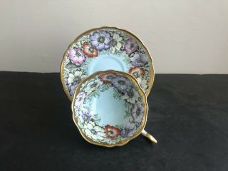 Vtg Paragon Bone China Large Flowers Gold Gilt Footed Teacup & Saucer Set Rare