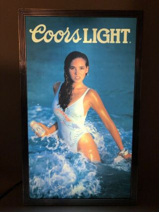 Vintage Coors Light Beer Light Up Sign Cuban Girl Bikini 26 X 16 Man Cave Cuba